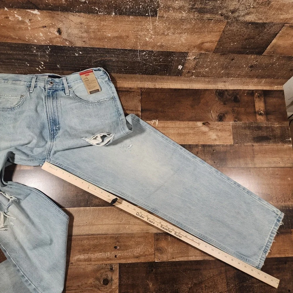 Levi's Silvertab Jeans Men 31x31 Light Blue Denim Baggy Loose Fit Distressed Rip
